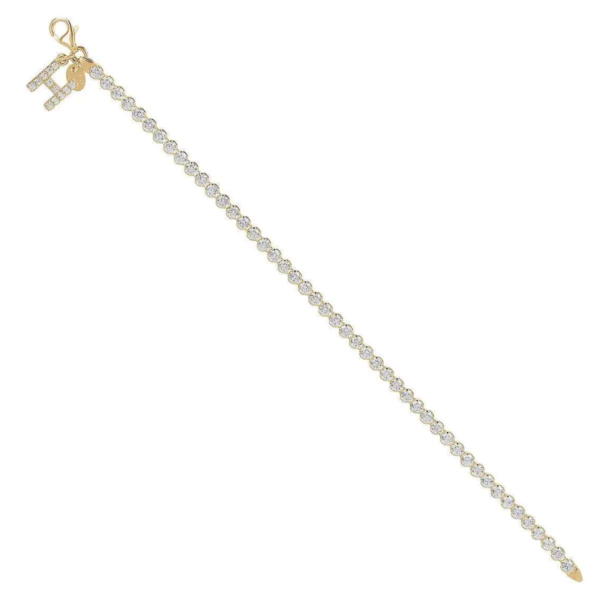 Flash Sale Bracciale Tennis Dorato In Cubic Zirconia Con Pendente Lettera In Pave Bracciali