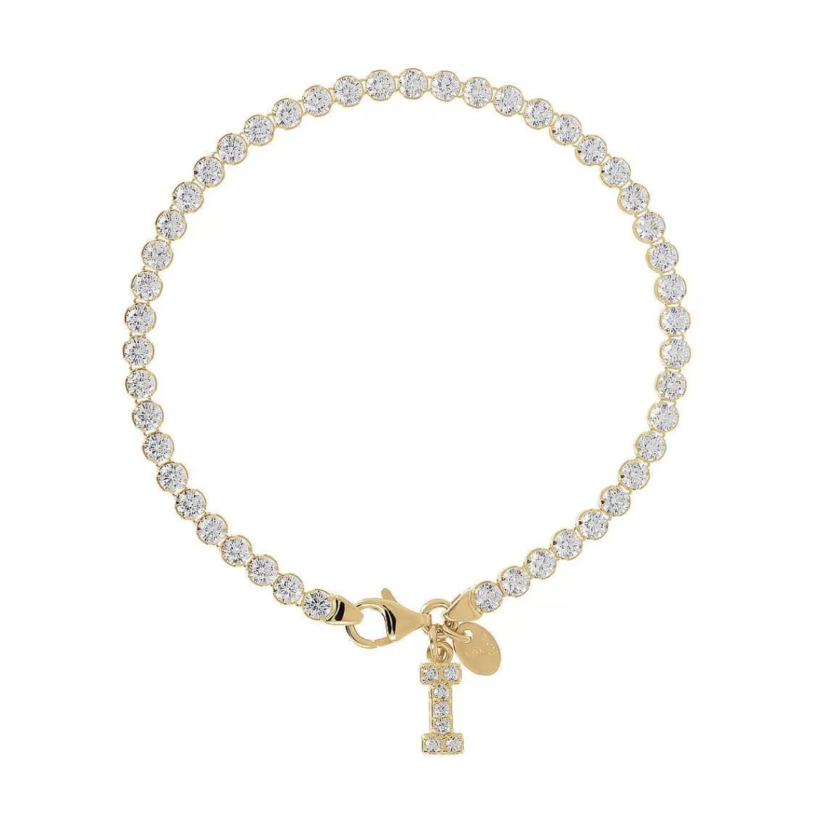 Flash Sale Bracciale Tennis Dorato In Cubic Zirconia Con Pendente Lettera In Pave Bracciali