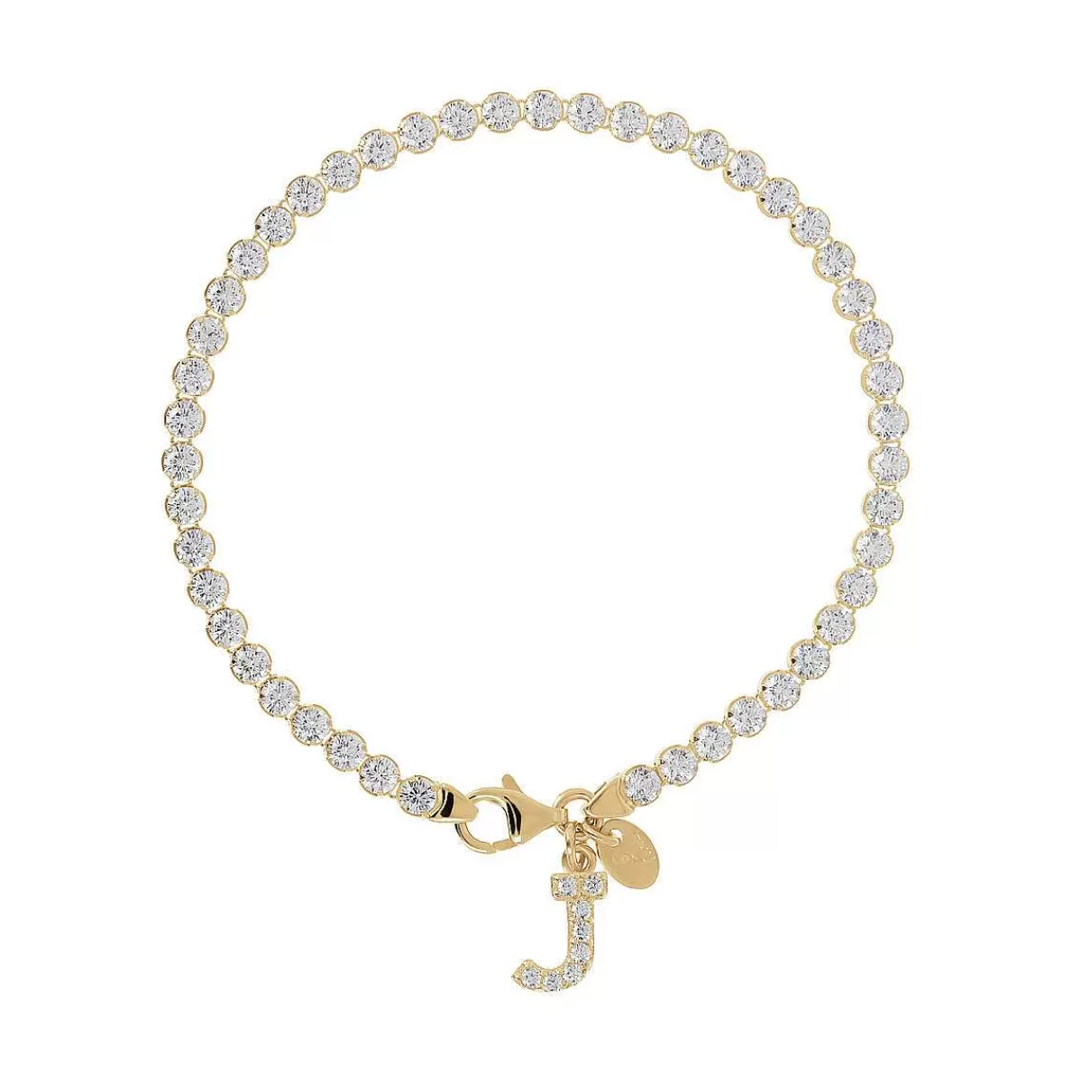 Flash Sale Bracciale Tennis Dorato In Cubic Zirconia Con Pendente Lettera In Pave Bracciali