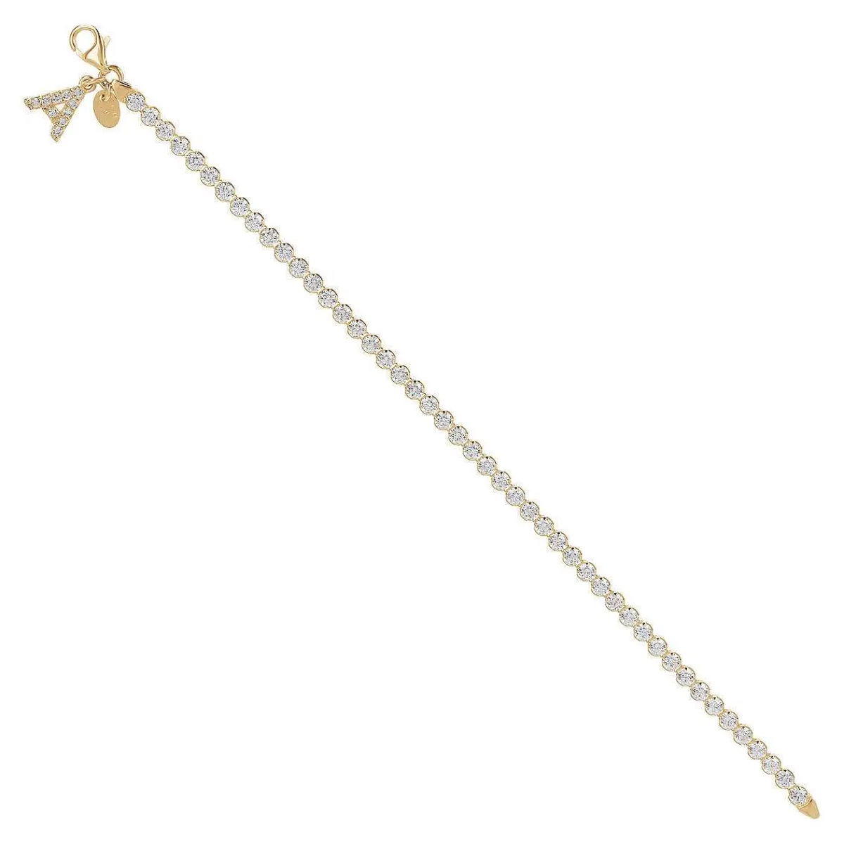 Flash Sale Bracciale Tennis Dorato In Cubic Zirconia Con Pendente Lettera In Pave Bracciali