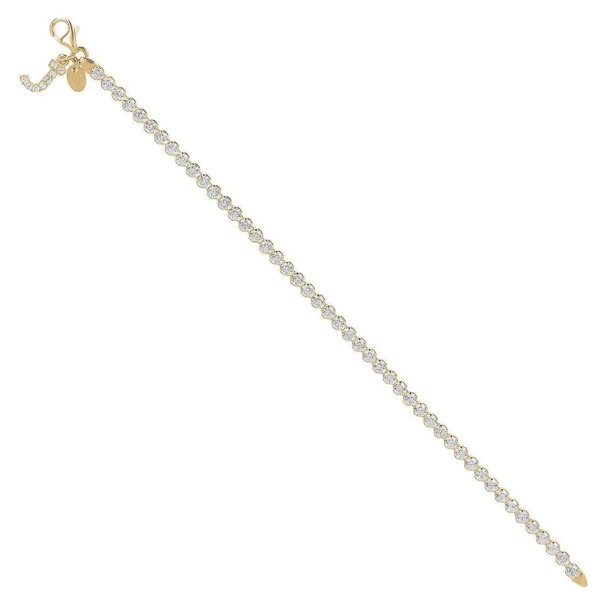 Flash Sale Bracciale Tennis Dorato In Cubic Zirconia Con Pendente Lettera In Pave Bracciali