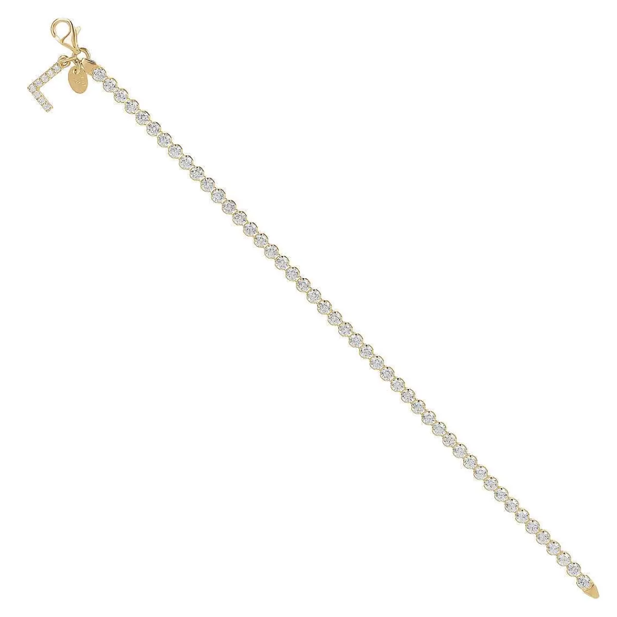 Flash Sale Bracciale Tennis Dorato In Cubic Zirconia Con Pendente Lettera In Pave Bracciali