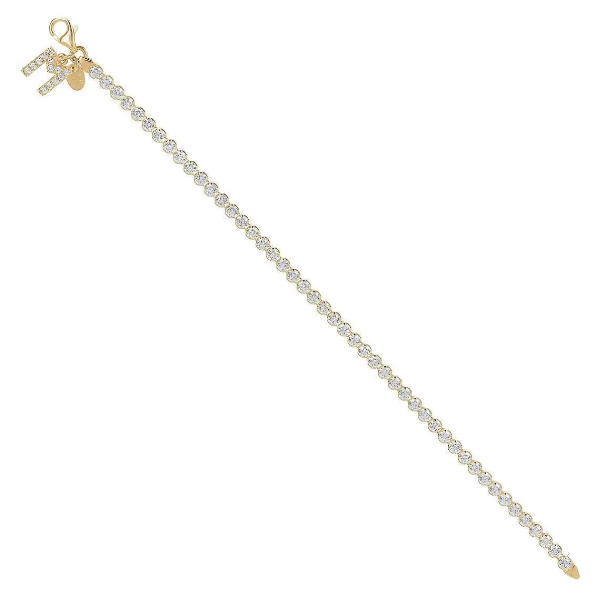Flash Sale Bracciale Tennis Dorato In Cubic Zirconia Con Pendente Lettera In Pave Bracciali