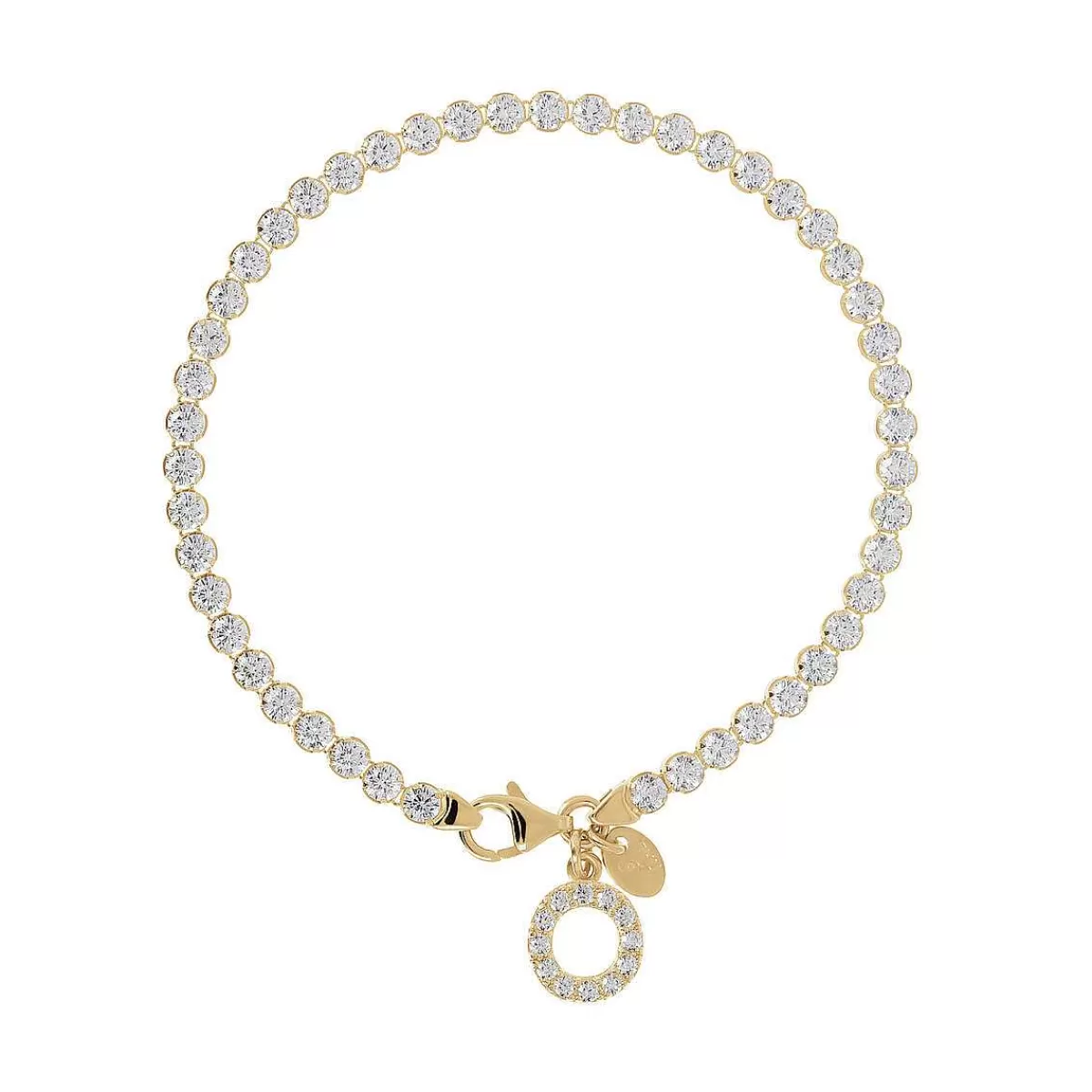 Flash Sale Bracciale Tennis Dorato In Cubic Zirconia Con Pendente Lettera In Pave Bracciali