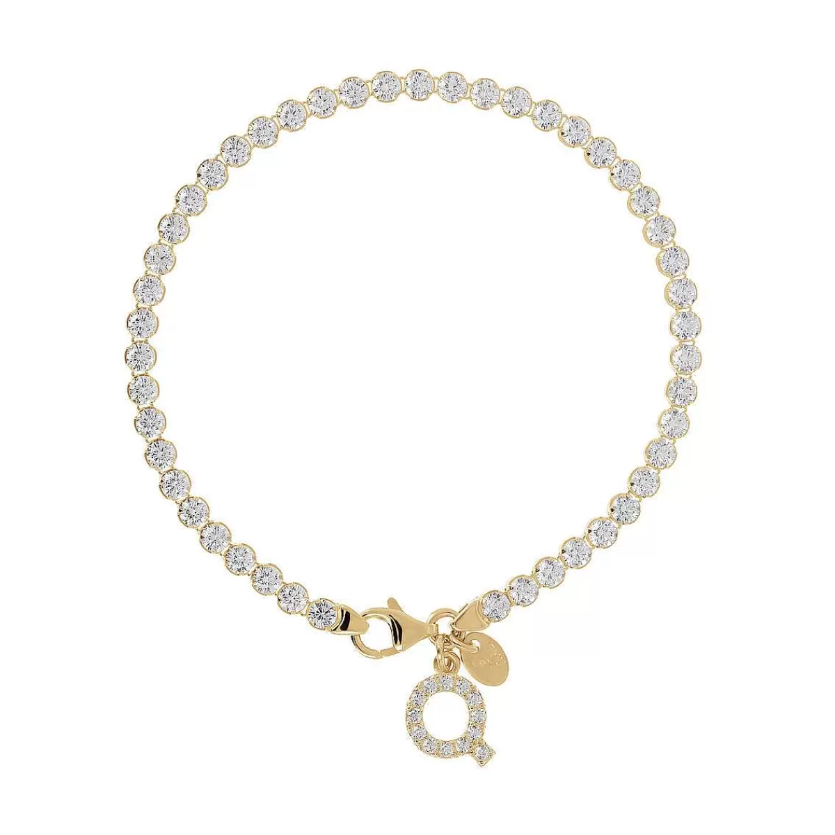 Flash Sale Bracciale Tennis Dorato In Cubic Zirconia Con Pendente Lettera In Pave Bracciali
