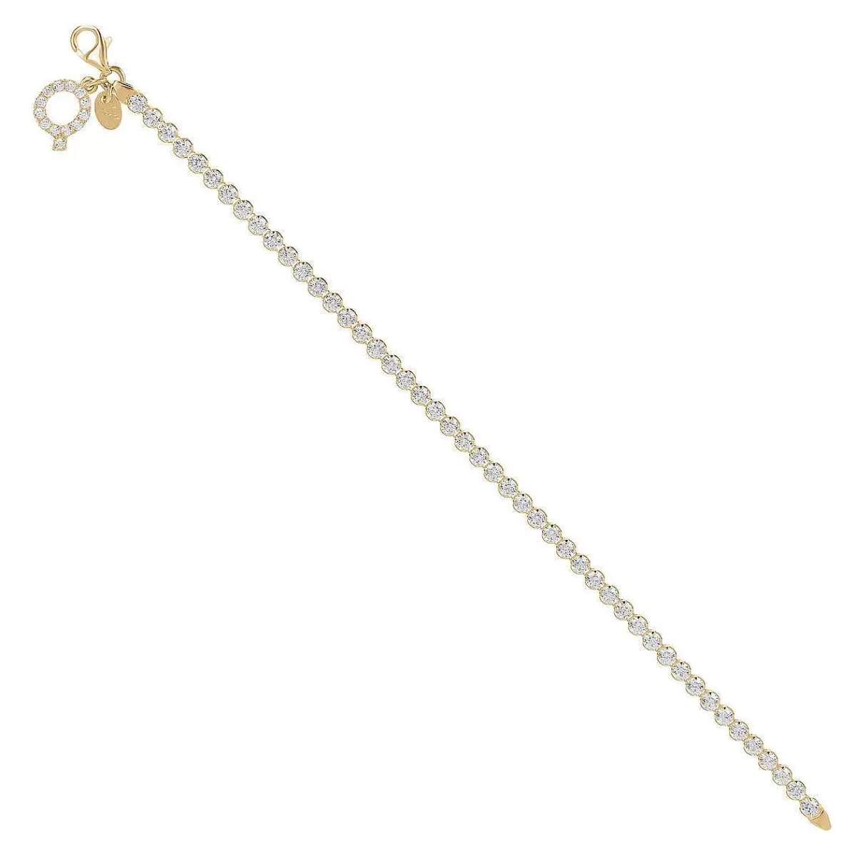 Flash Sale Bracciale Tennis Dorato In Cubic Zirconia Con Pendente Lettera In Pave Bracciali