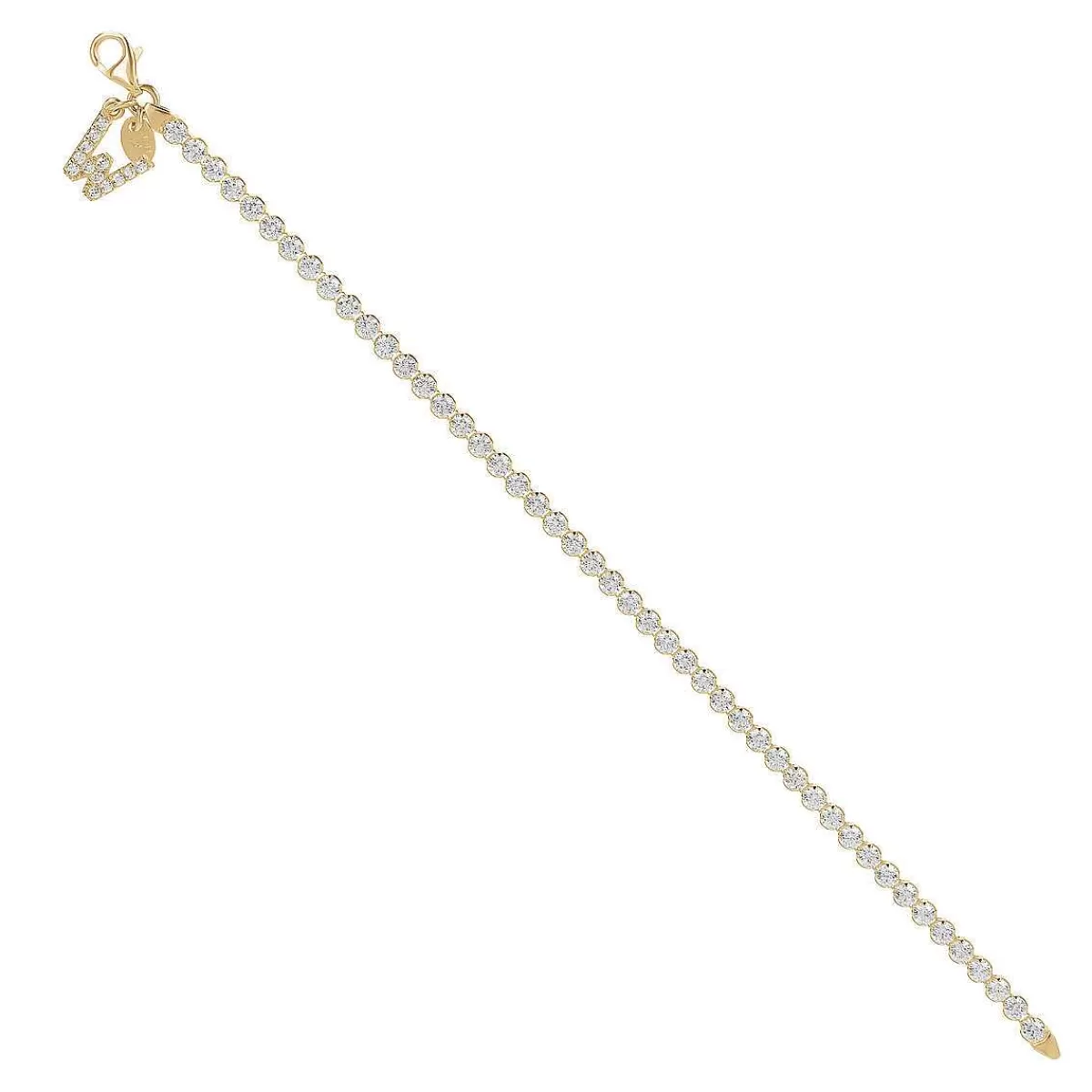 Flash Sale Bracciale Tennis Dorato In Cubic Zirconia Con Pendente Lettera In Pave Bracciali