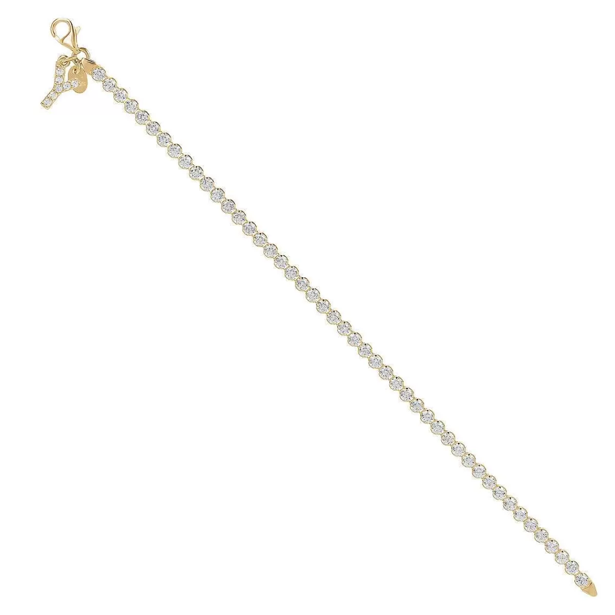 Flash Sale Bracciale Tennis Dorato In Cubic Zirconia Con Pendente Lettera In Pave Bracciali