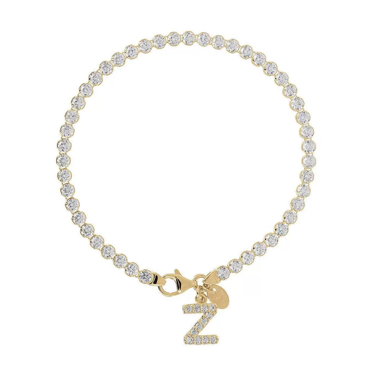 Flash Sale Bracciale Tennis Dorato In Cubic Zirconia Con Pendente Lettera In Pave Bracciali