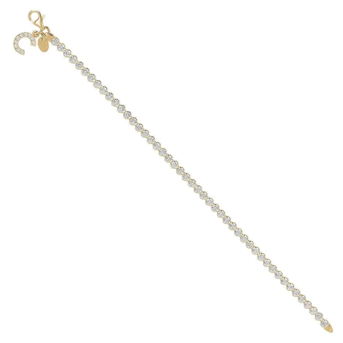 Flash Sale Bracciale Tennis Dorato In Cubic Zirconia Con Pendente Lettera In Pave Bracciali