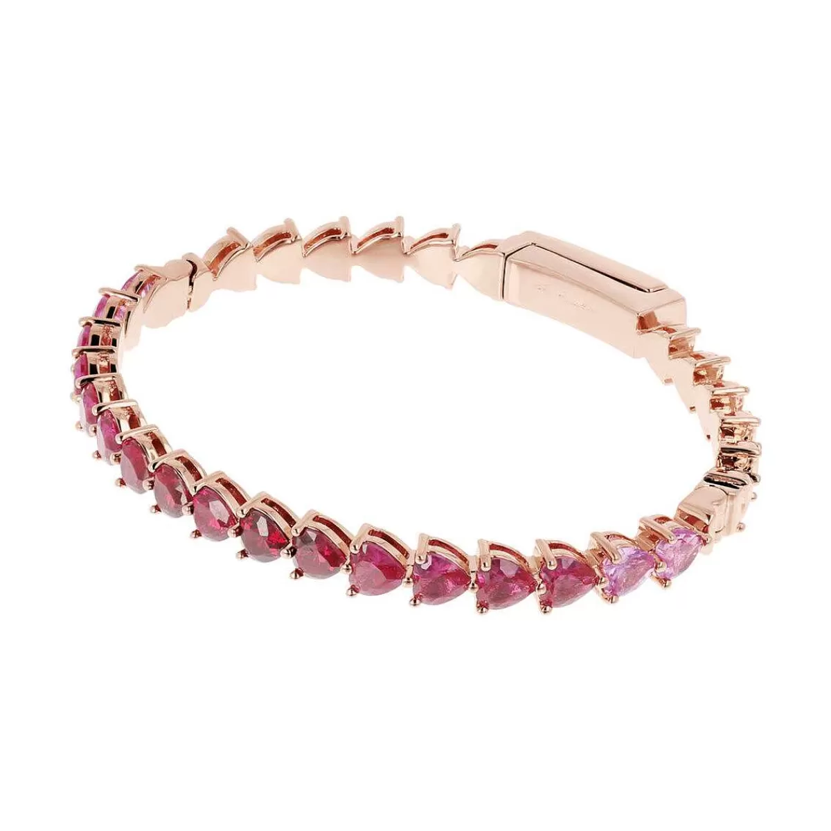 Best Sale Bracciale Tennis Rigido Bicolore Con Cuori Cubic Zirconia Bracciali