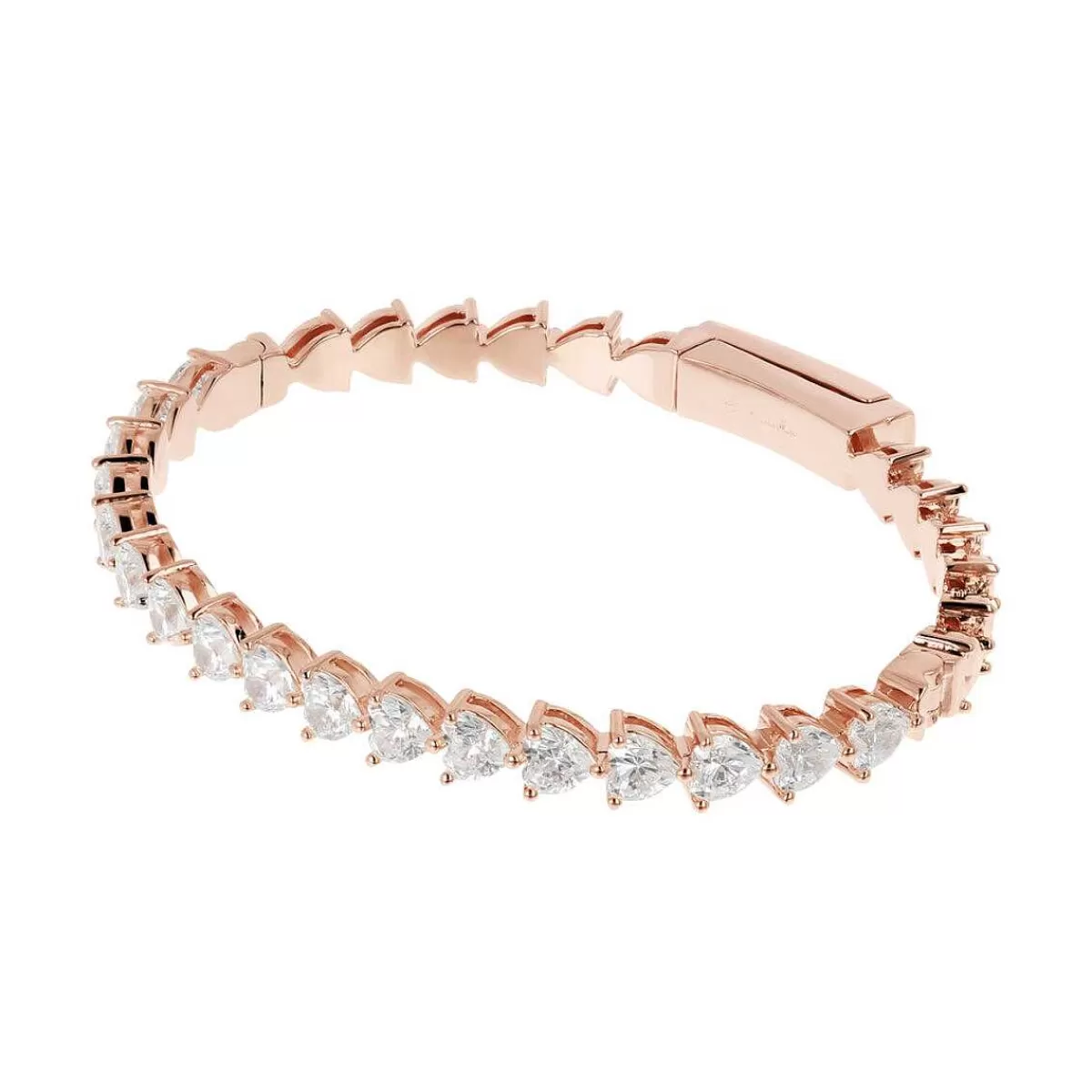 Best Sale Bracciale Tennis Rigido Bicolore Con Cuori Cubic Zirconia Bracciali