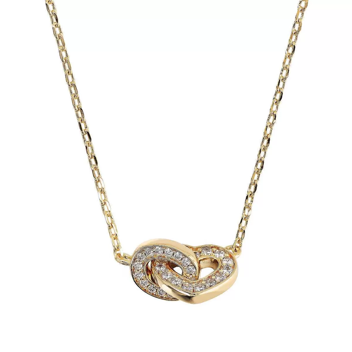 Online Collana A Catena Forzatina Dorata Con Pendente A Cuore In Doppio Pave E Maglia Ovale Collane