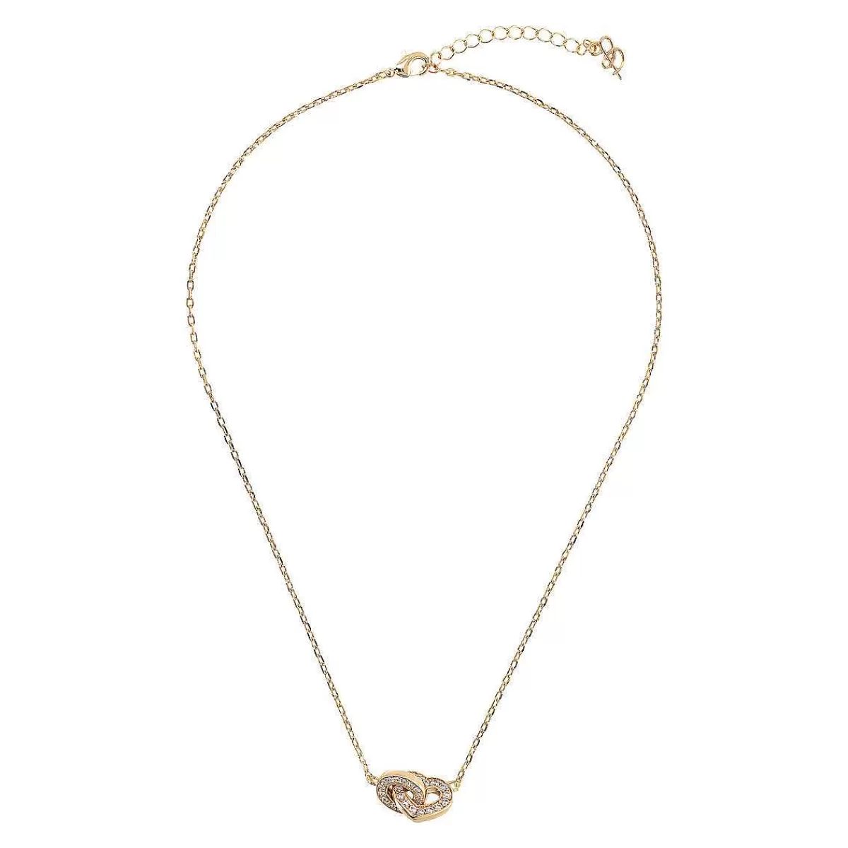 Online Collana A Catena Forzatina Dorata Con Pendente A Cuore In Doppio Pave E Maglia Ovale Collane