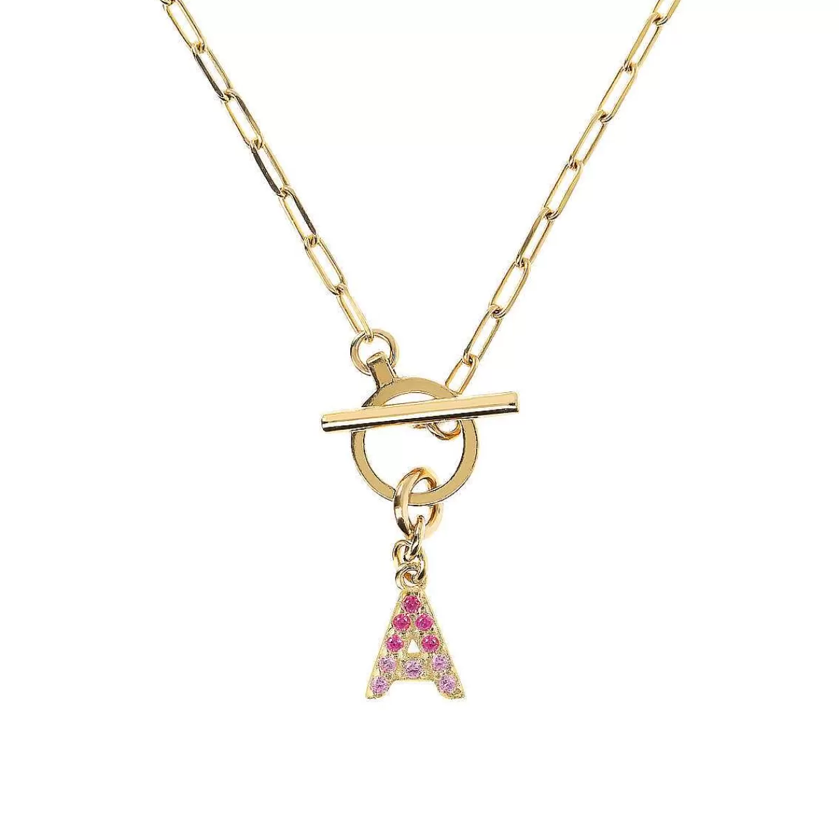 Flash Sale Collana A Catena Forzatina Dorata Con Pendente Lettera In Pave In Zirconi Collane