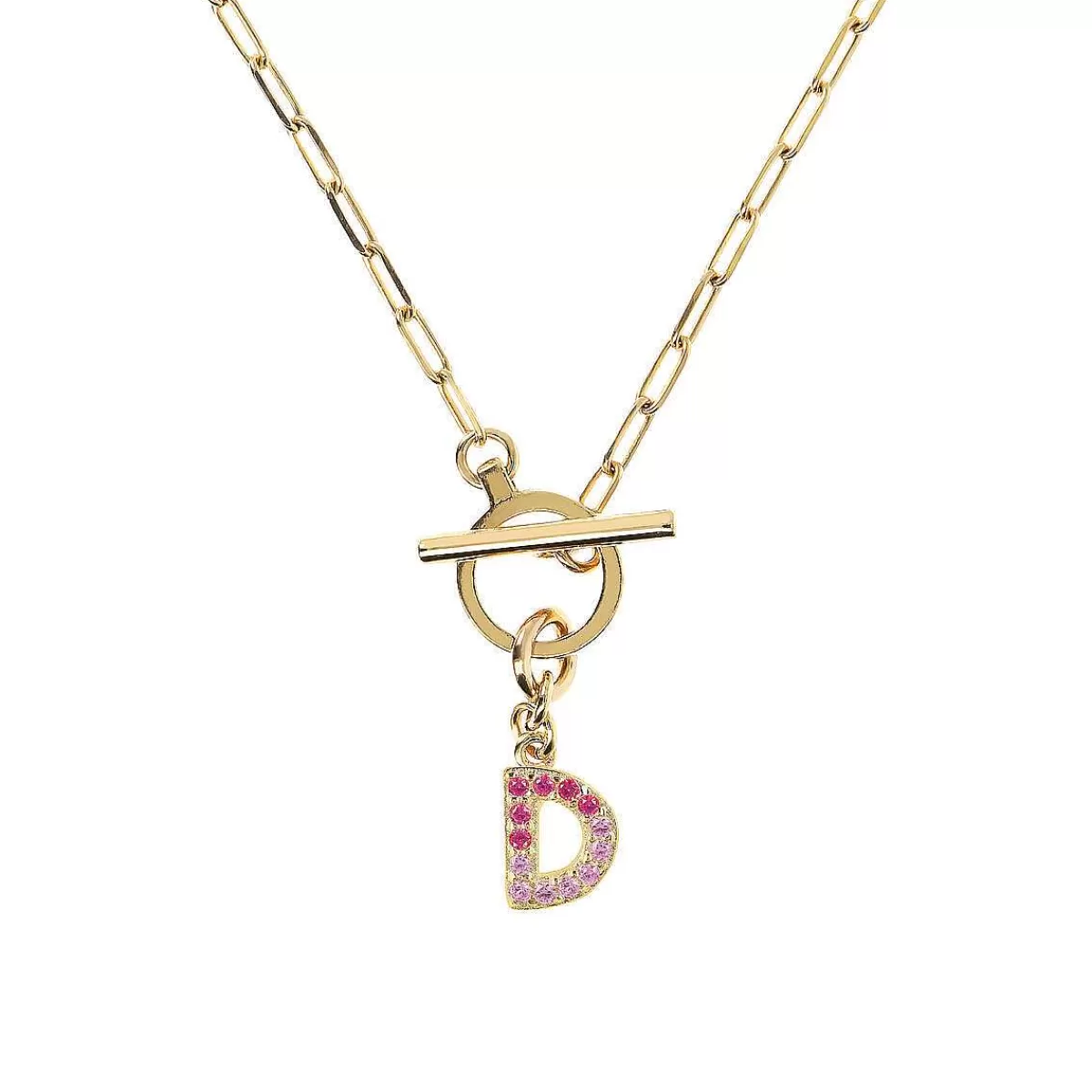 Flash Sale Collana A Catena Forzatina Dorata Con Pendente Lettera In Pave In Zirconi Collane
