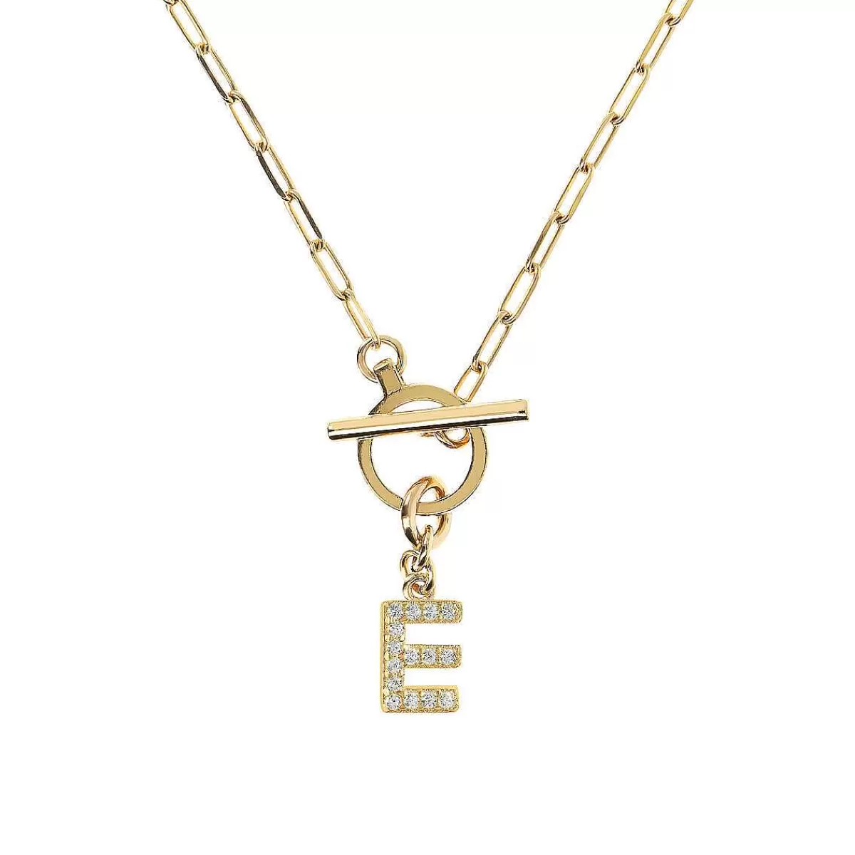 Flash Sale Collana A Catena Forzatina Dorata Con Pendente Lettera In Pave In Zirconi Collane