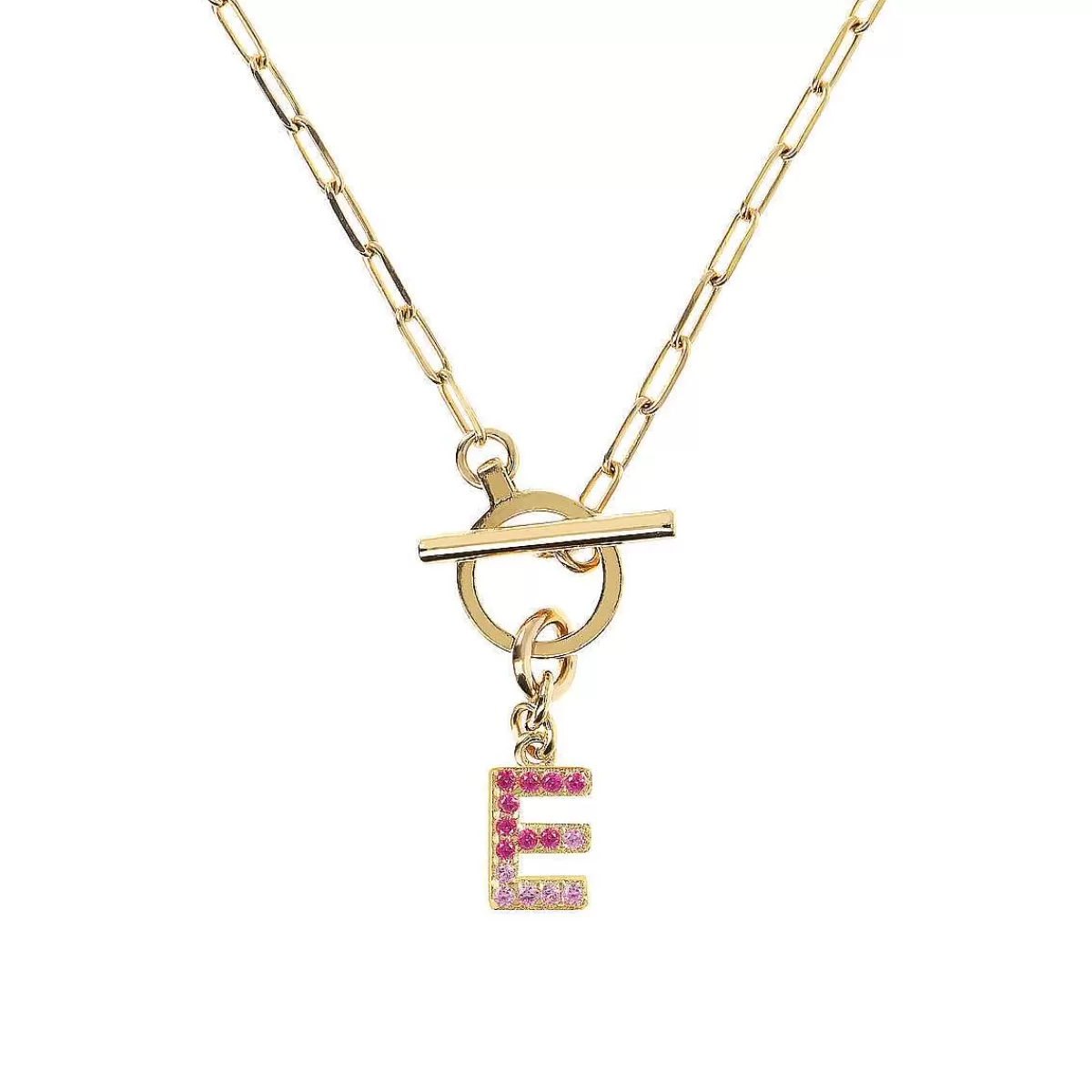 Flash Sale Collana A Catena Forzatina Dorata Con Pendente Lettera In Pave In Zirconi Collane