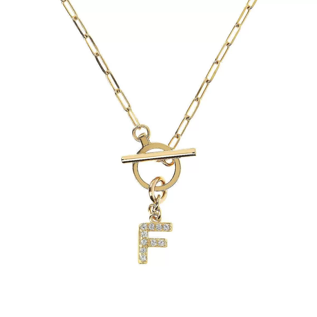 Flash Sale Collana A Catena Forzatina Dorata Con Pendente Lettera In Pave In Zirconi Collane