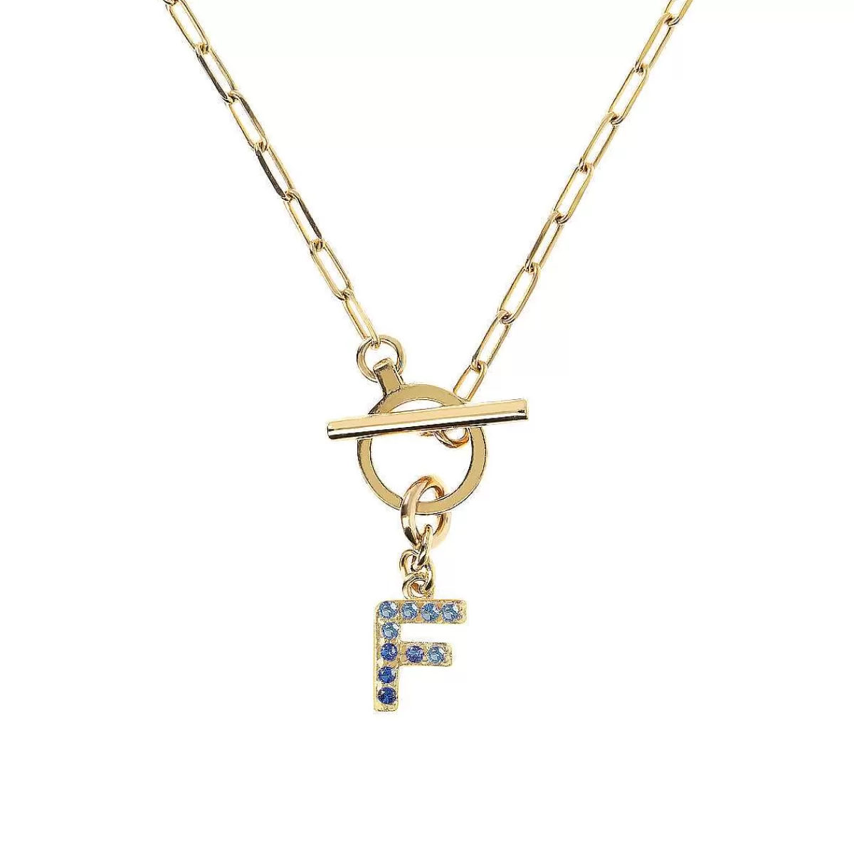 Flash Sale Collana A Catena Forzatina Dorata Con Pendente Lettera In Pave In Zirconi Collane