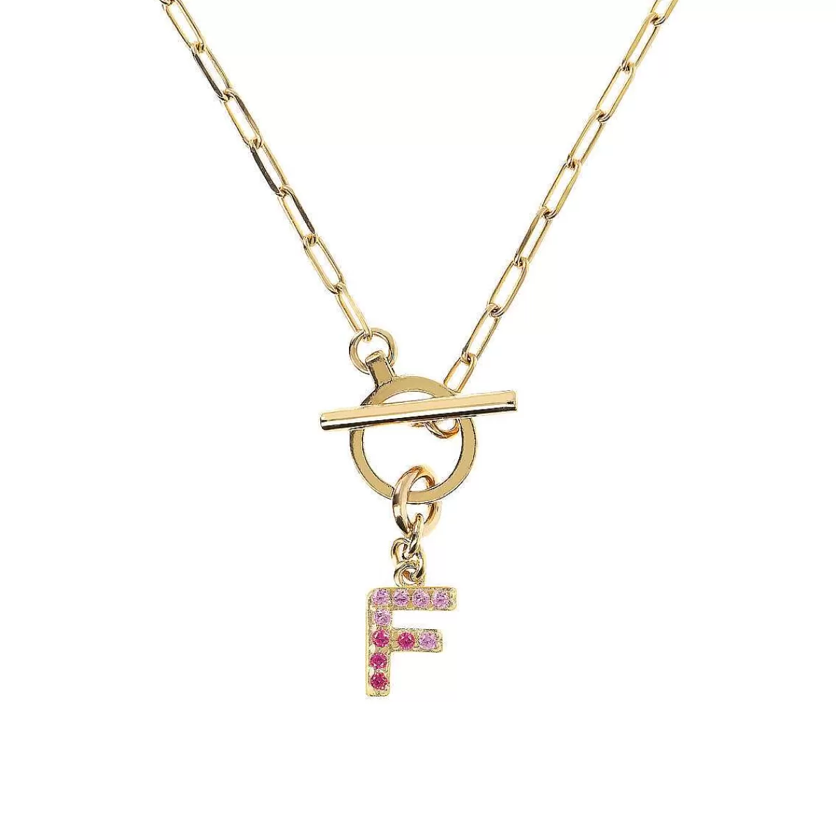 Flash Sale Collana A Catena Forzatina Dorata Con Pendente Lettera In Pave In Zirconi Collane
