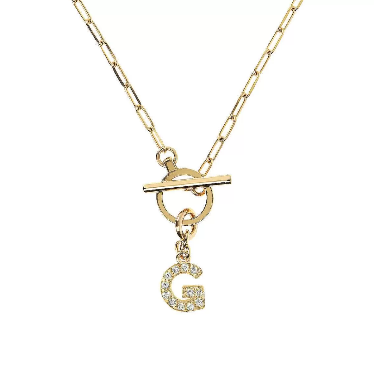 Flash Sale Collana A Catena Forzatina Dorata Con Pendente Lettera In Pave In Zirconi Collane