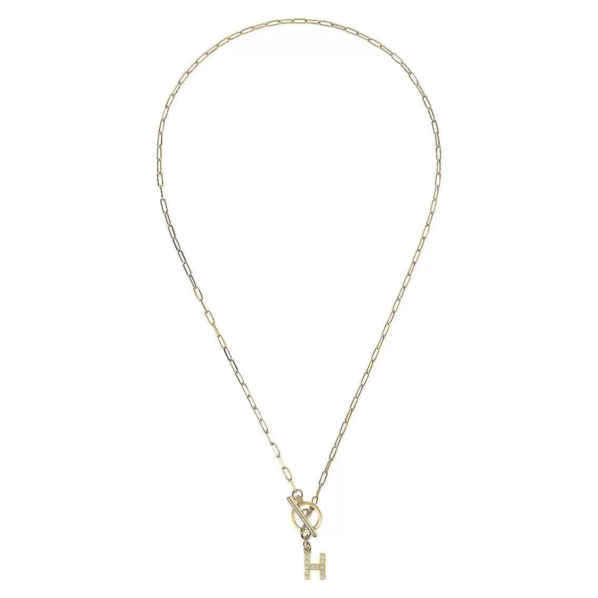 Flash Sale Collana A Catena Forzatina Dorata Con Pendente Lettera In Pave In Zirconi Collane