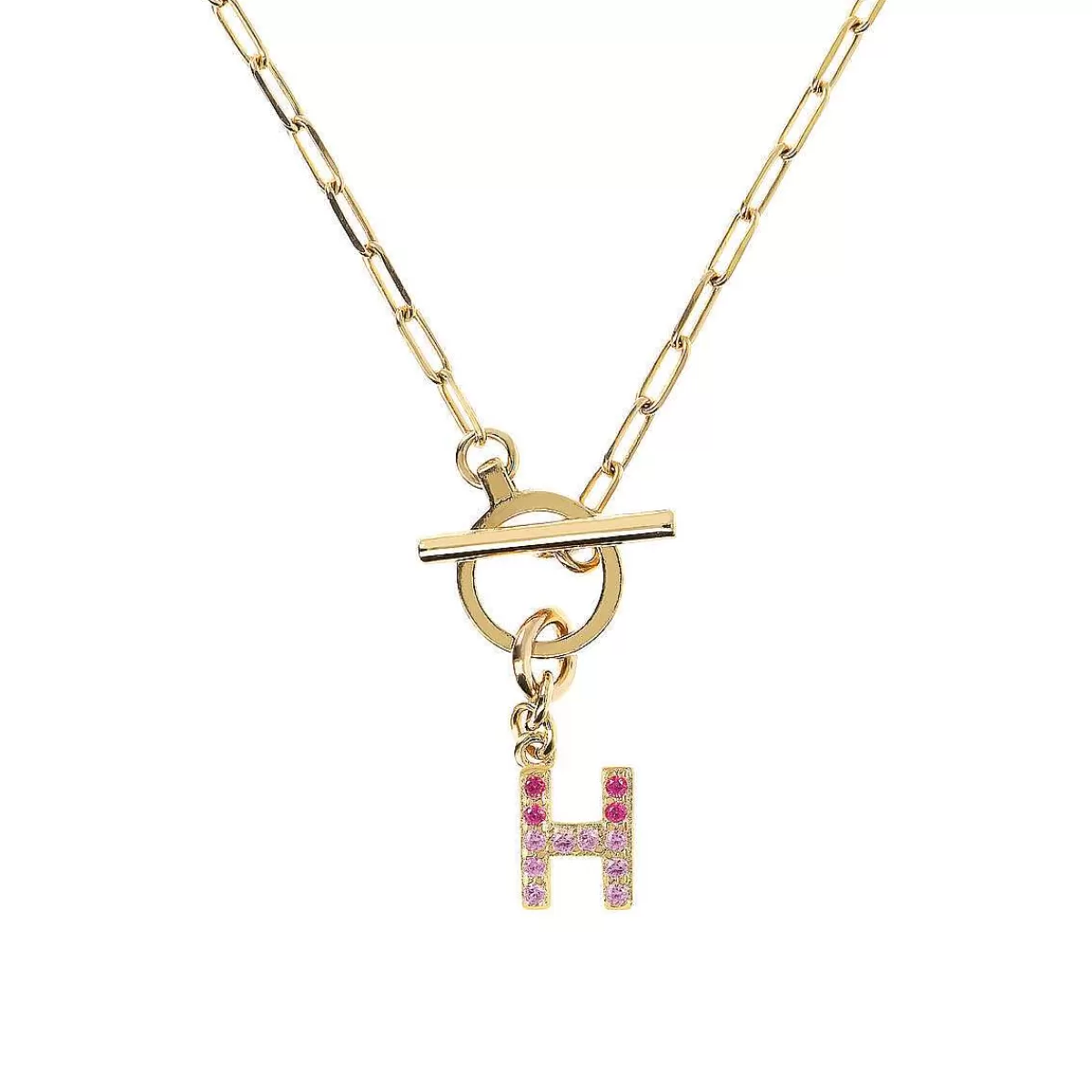 Flash Sale Collana A Catena Forzatina Dorata Con Pendente Lettera In Pave In Zirconi Collane