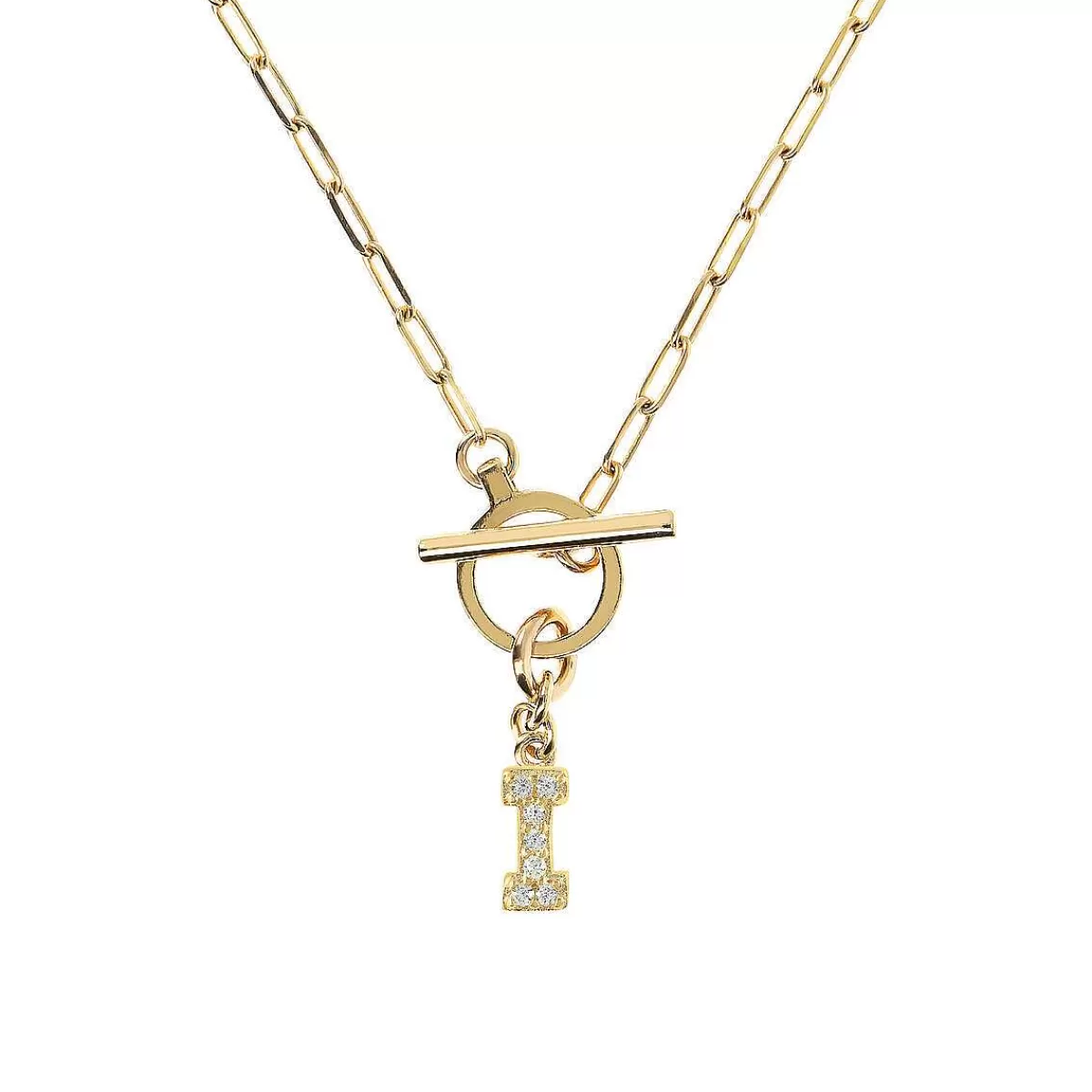Flash Sale Collana A Catena Forzatina Dorata Con Pendente Lettera In Pave In Zirconi Collane