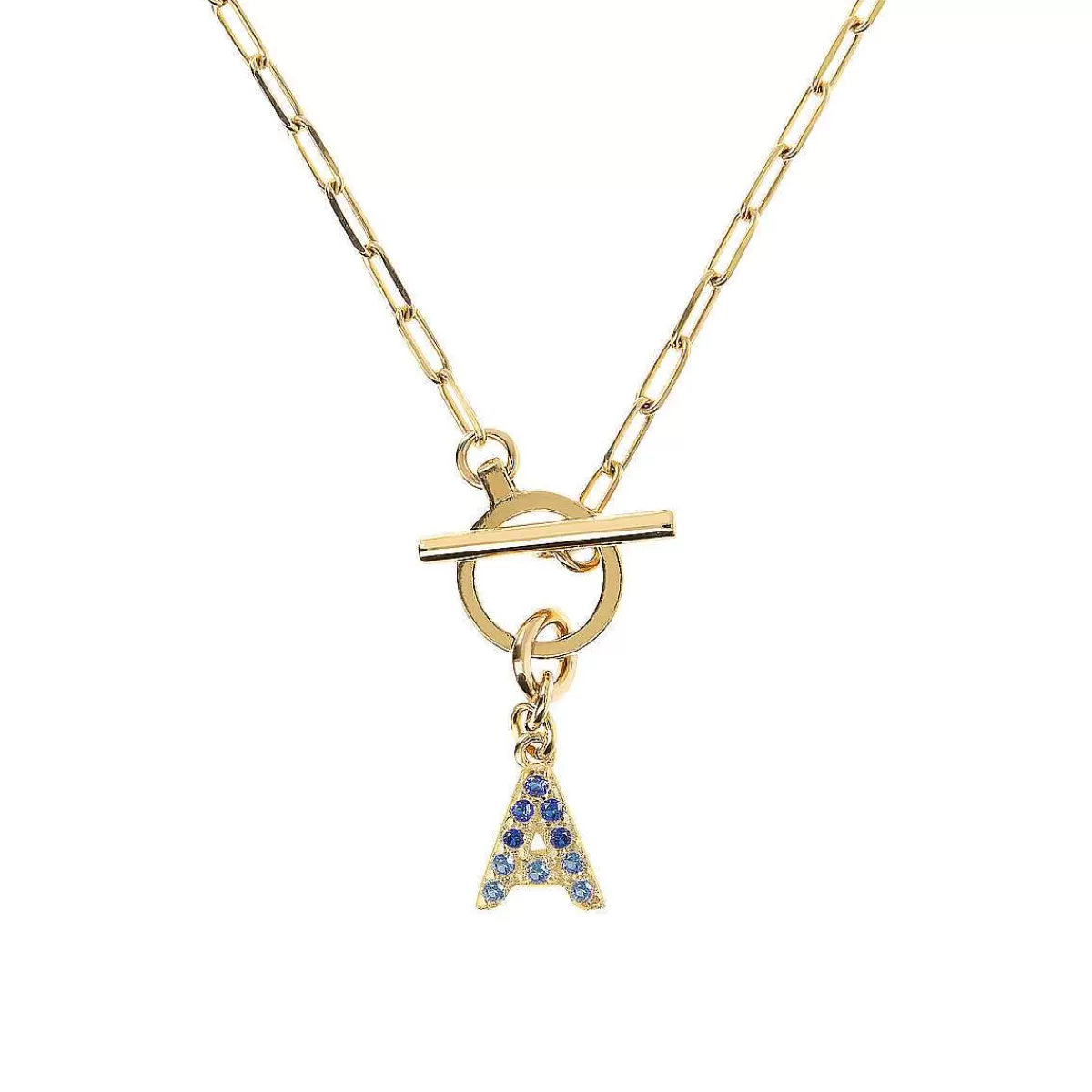 Flash Sale Collana A Catena Forzatina Dorata Con Pendente Lettera In Pave In Zirconi Collane