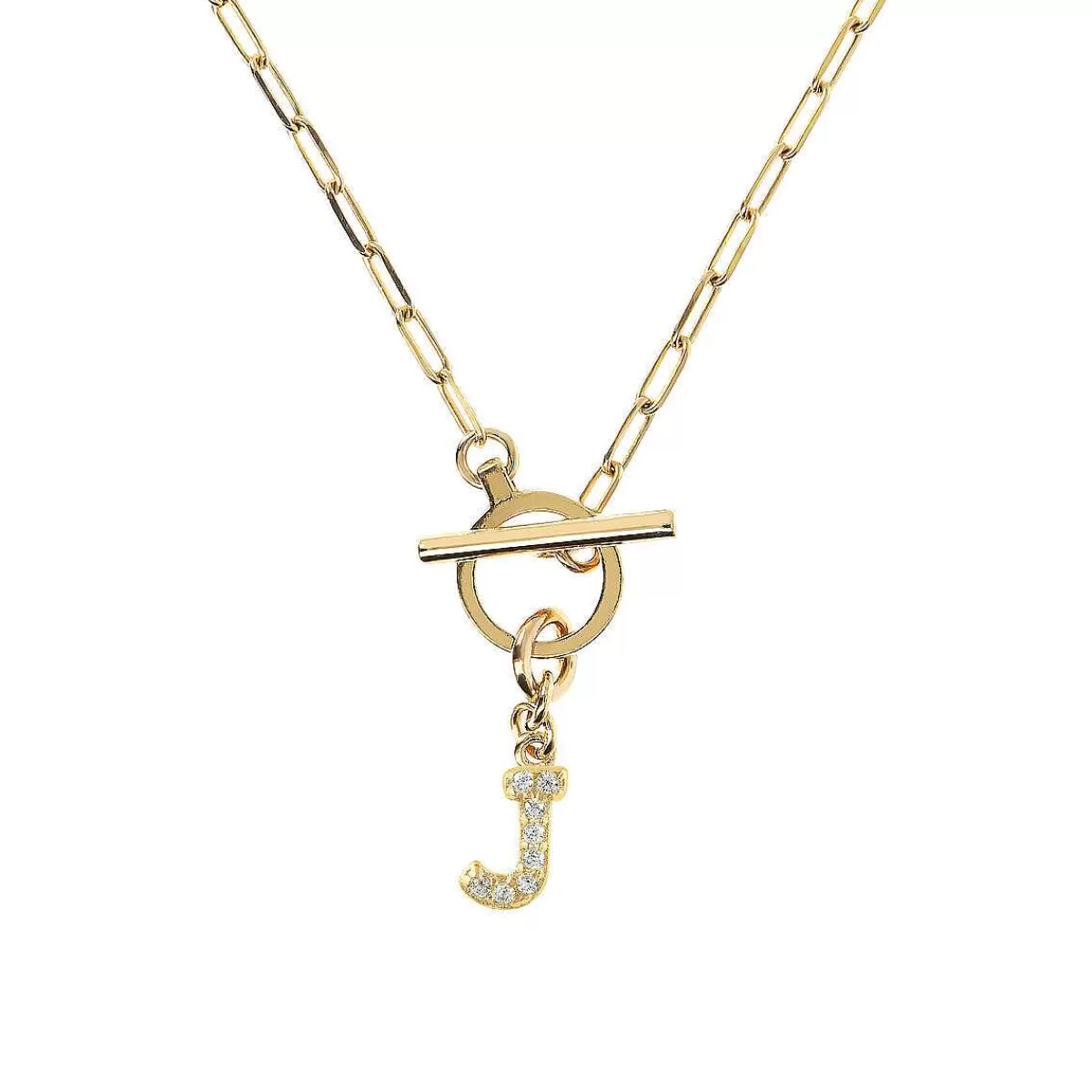 Flash Sale Collana A Catena Forzatina Dorata Con Pendente Lettera In Pave In Zirconi Collane