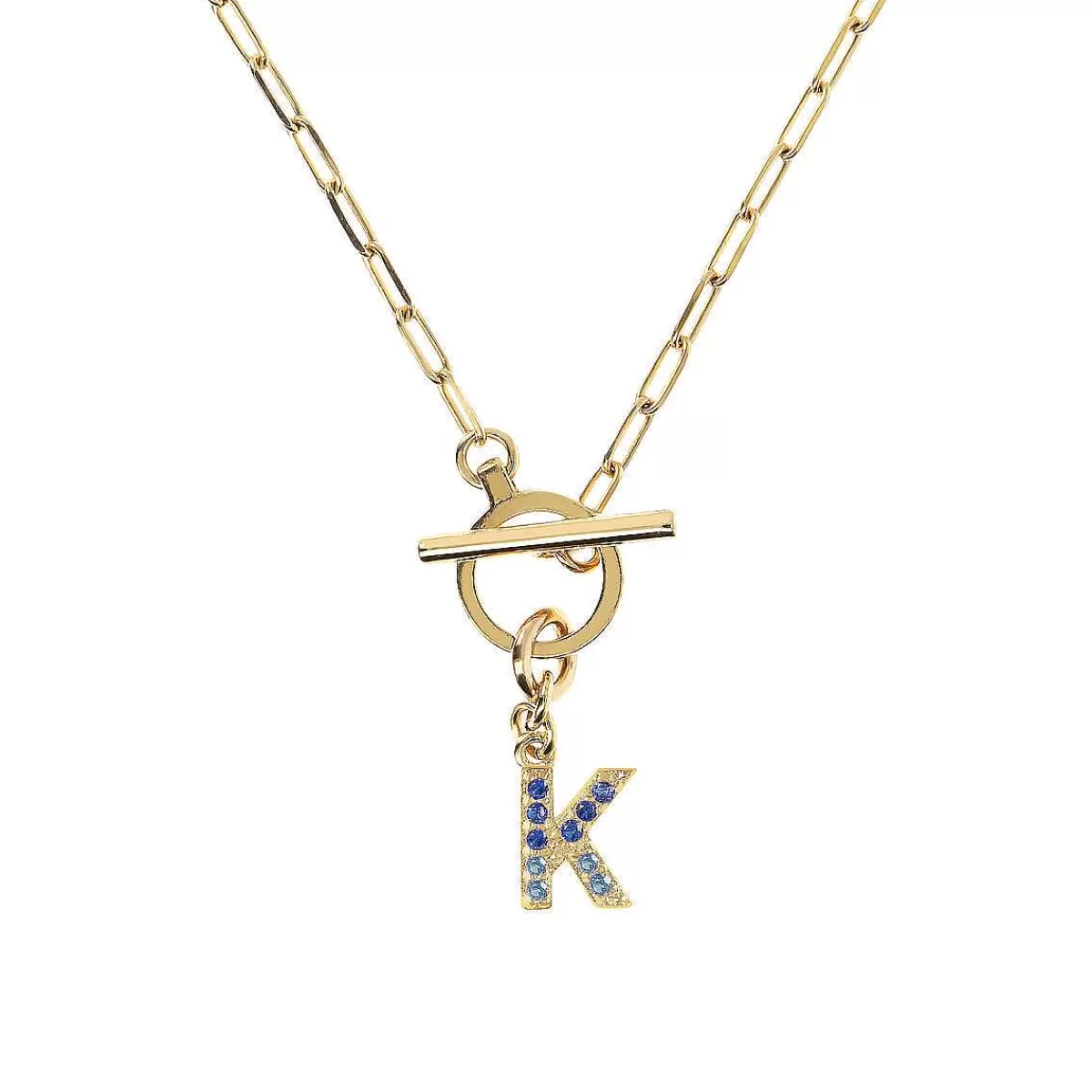 Flash Sale Collana A Catena Forzatina Dorata Con Pendente Lettera In Pave In Zirconi Collane