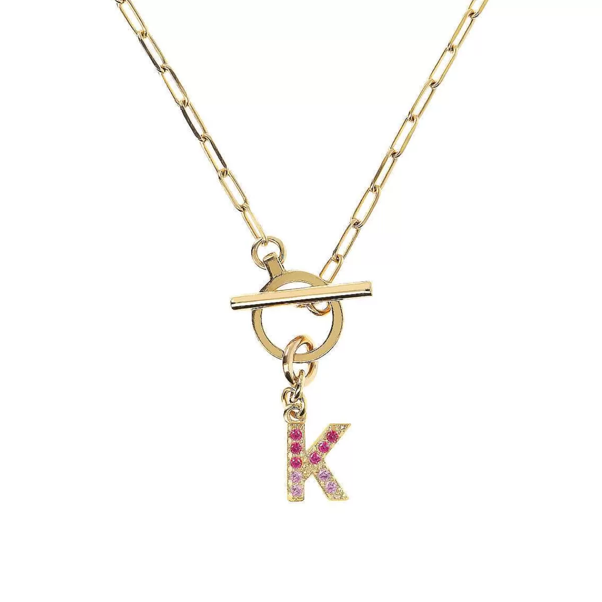Flash Sale Collana A Catena Forzatina Dorata Con Pendente Lettera In Pave In Zirconi Collane