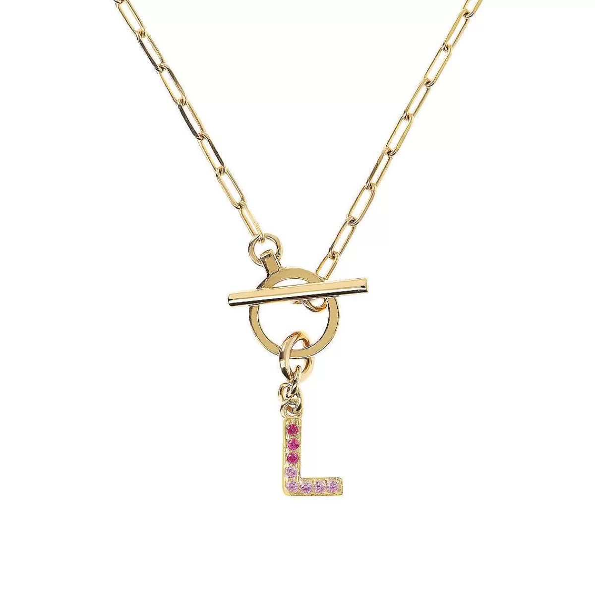 Flash Sale Collana A Catena Forzatina Dorata Con Pendente Lettera In Pave In Zirconi Collane