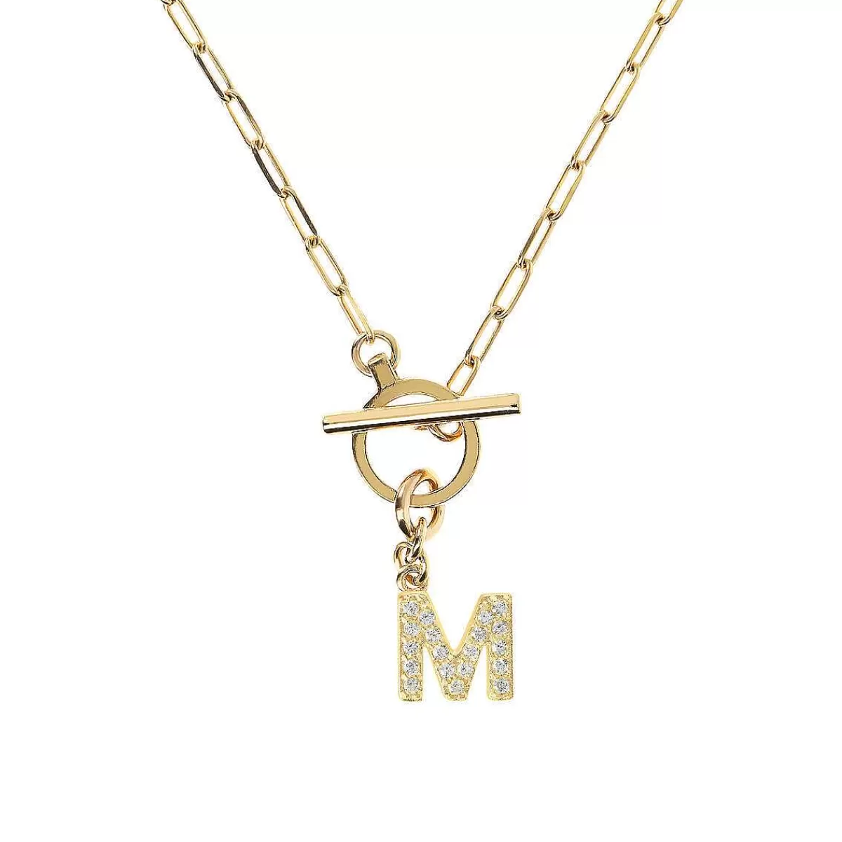 Flash Sale Collana A Catena Forzatina Dorata Con Pendente Lettera In Pave In Zirconi Collane