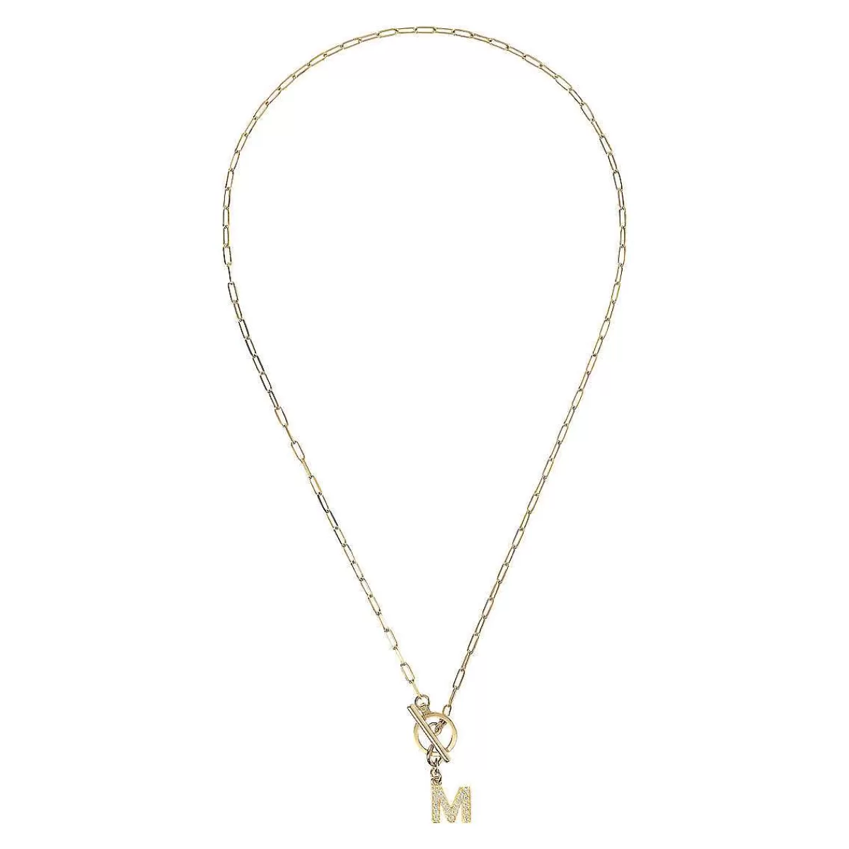 Flash Sale Collana A Catena Forzatina Dorata Con Pendente Lettera In Pave In Zirconi Collane