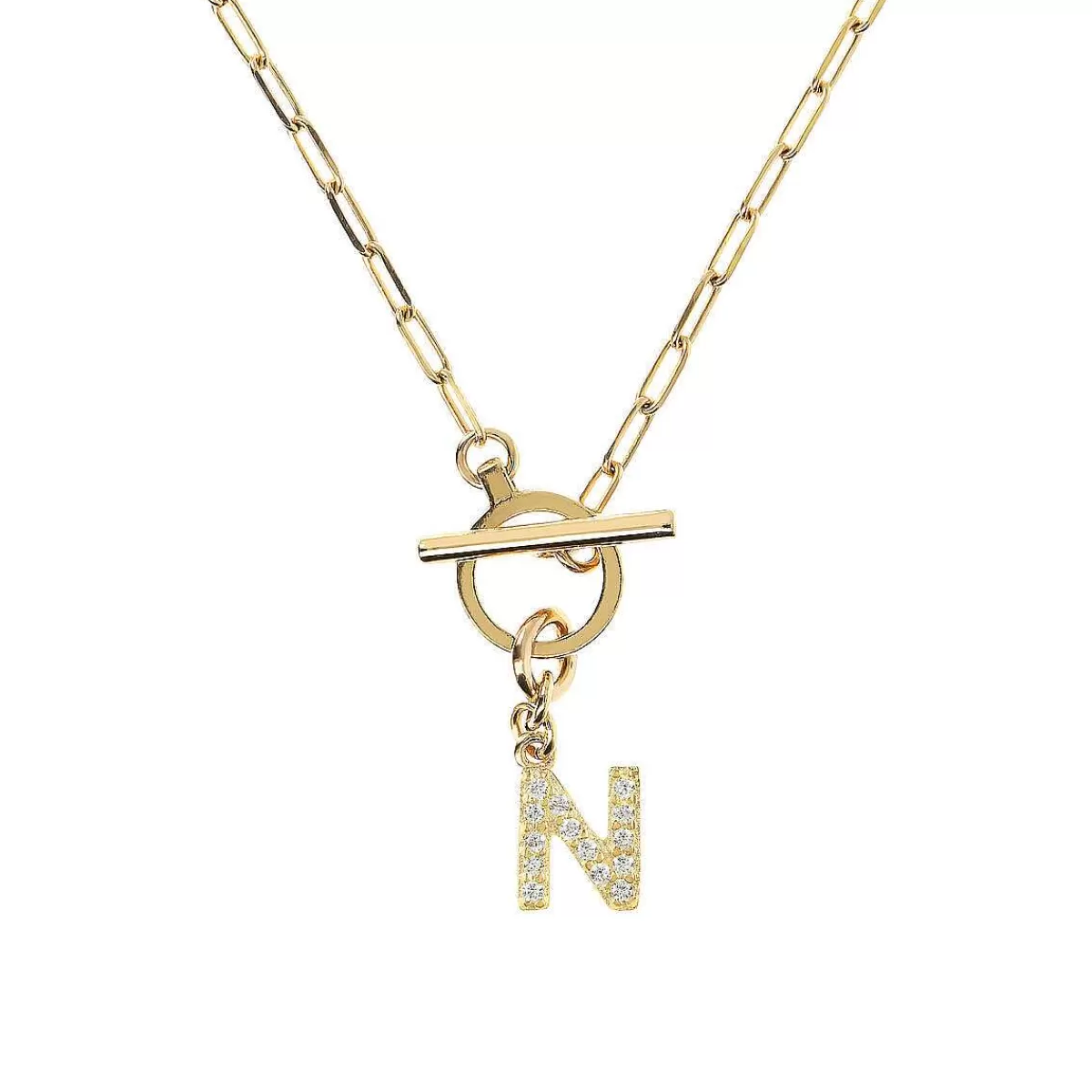 Flash Sale Collana A Catena Forzatina Dorata Con Pendente Lettera In Pave In Zirconi Collane