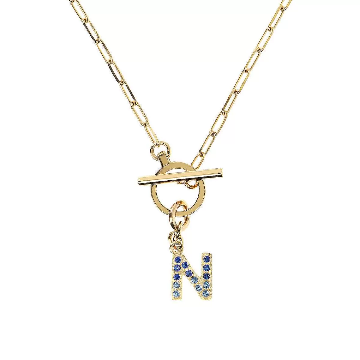 Flash Sale Collana A Catena Forzatina Dorata Con Pendente Lettera In Pave In Zirconi Collane