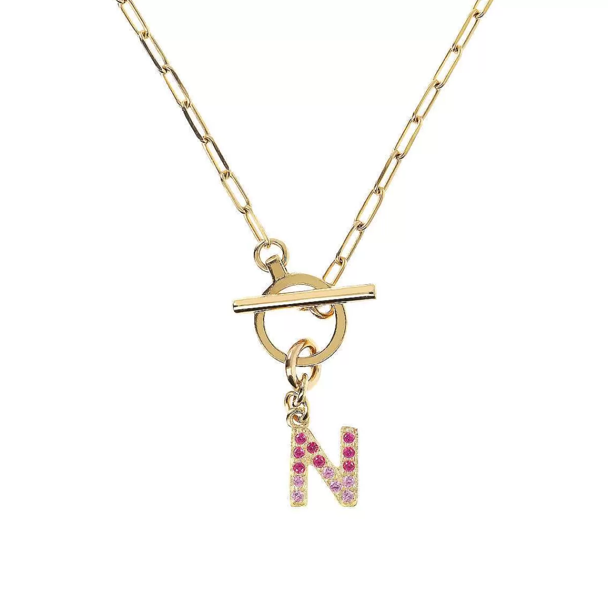 Flash Sale Collana A Catena Forzatina Dorata Con Pendente Lettera In Pave In Zirconi Collane
