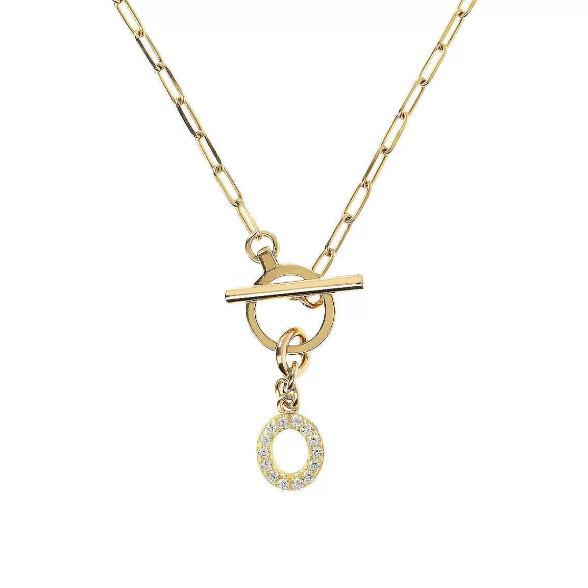 Flash Sale Collana A Catena Forzatina Dorata Con Pendente Lettera In Pave In Zirconi Collane