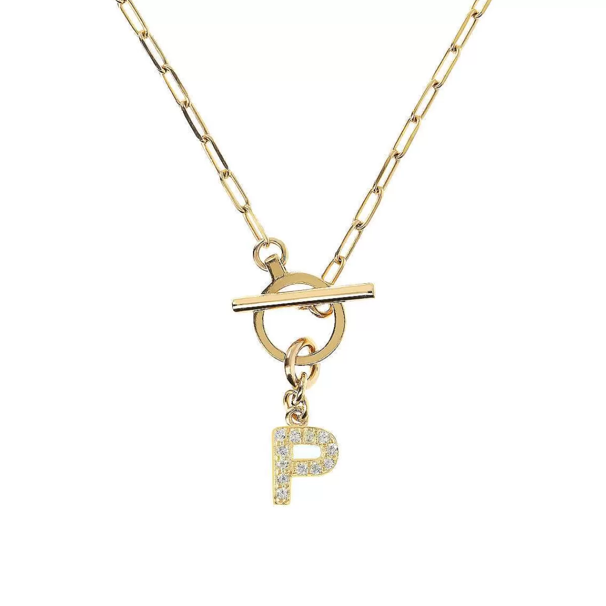 Flash Sale Collana A Catena Forzatina Dorata Con Pendente Lettera In Pave In Zirconi Collane