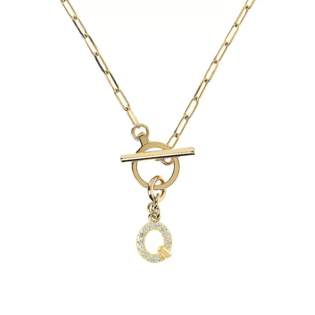 Flash Sale Collana A Catena Forzatina Dorata Con Pendente Lettera In Pave In Zirconi Collane