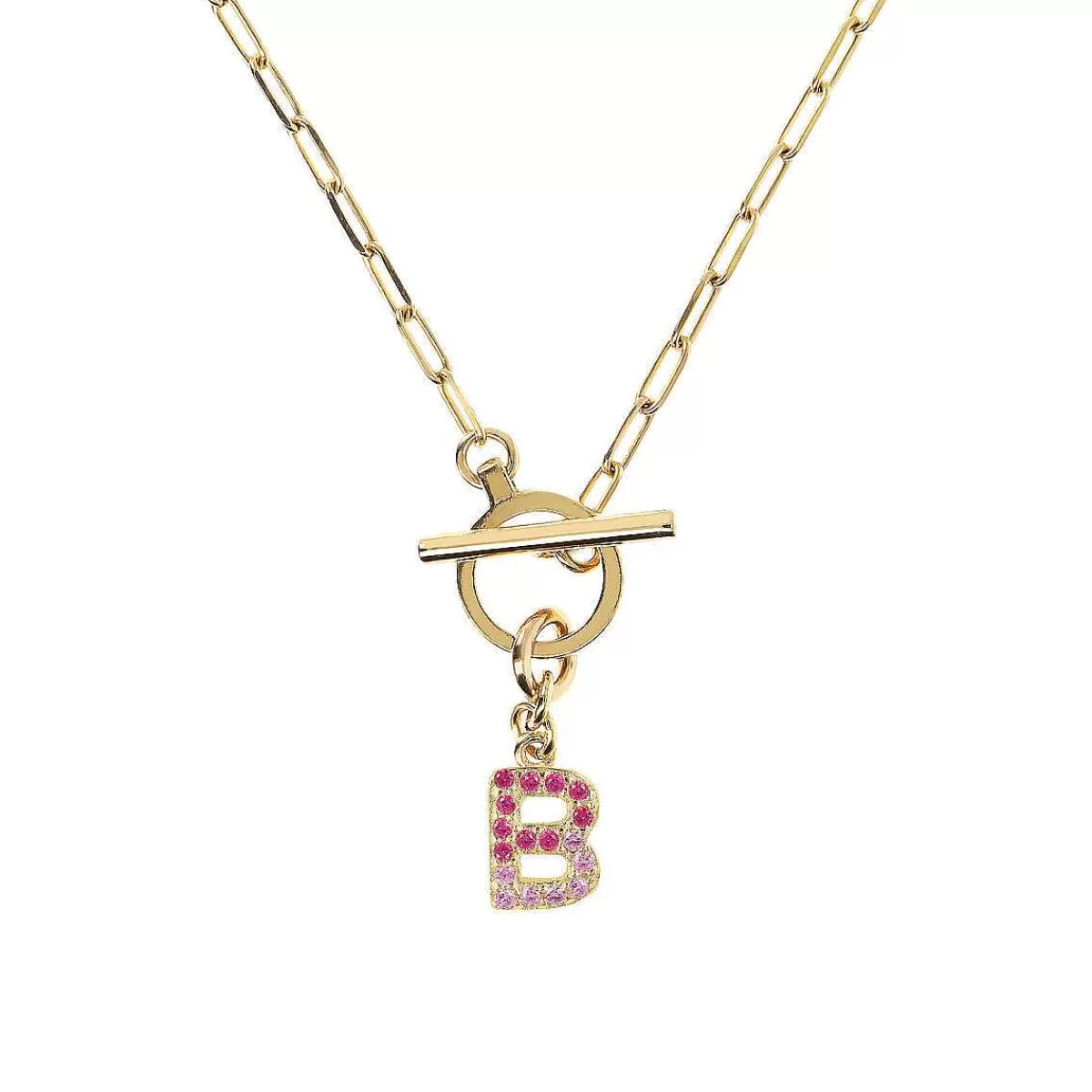 Flash Sale Collana A Catena Forzatina Dorata Con Pendente Lettera In Pave In Zirconi Collane
