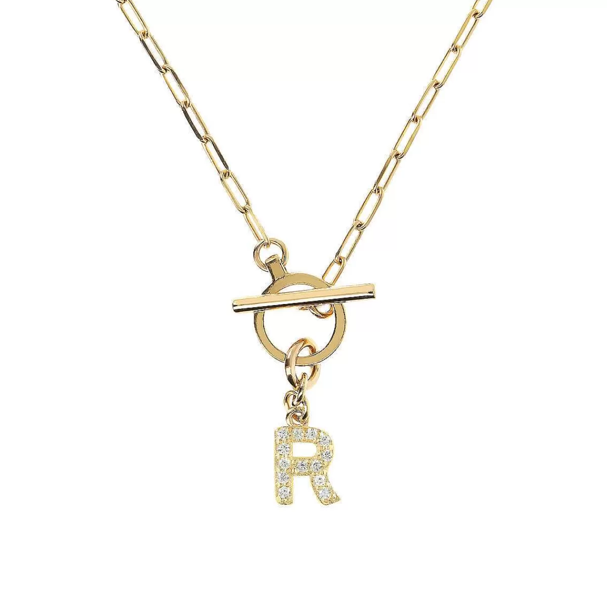 Flash Sale Collana A Catena Forzatina Dorata Con Pendente Lettera In Pave In Zirconi Collane