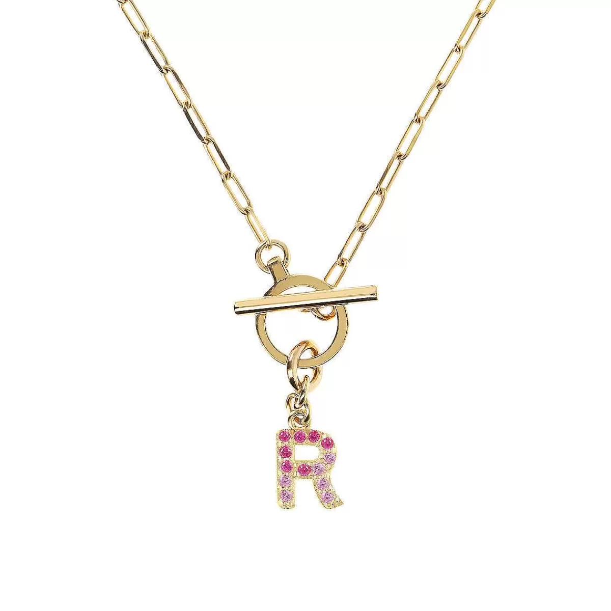 Flash Sale Collana A Catena Forzatina Dorata Con Pendente Lettera In Pave In Zirconi Collane