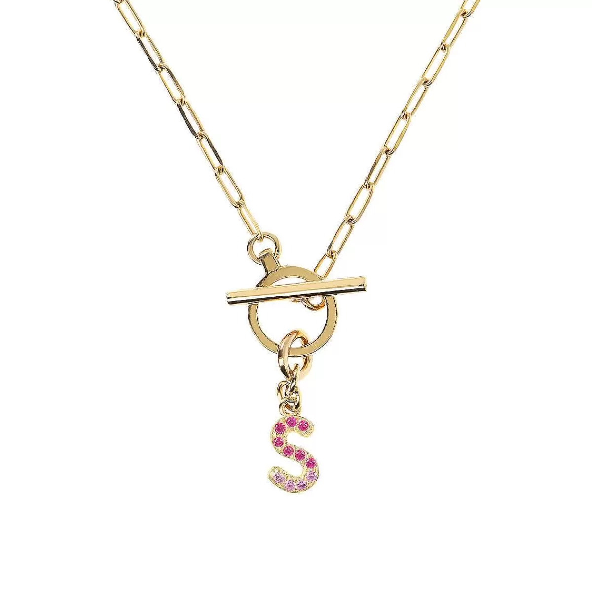Flash Sale Collana A Catena Forzatina Dorata Con Pendente Lettera In Pave In Zirconi Collane