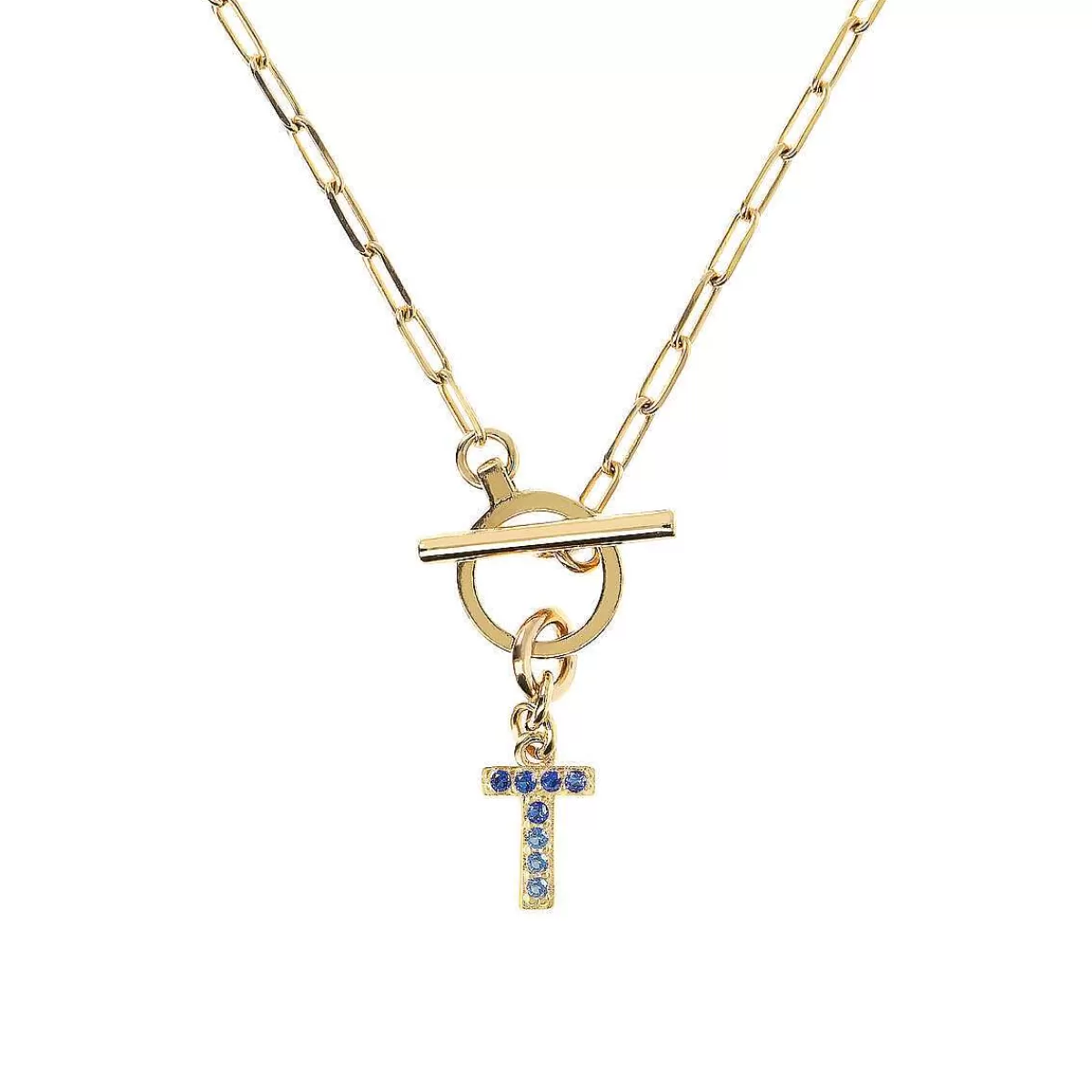 Flash Sale Collana A Catena Forzatina Dorata Con Pendente Lettera In Pave In Zirconi Collane