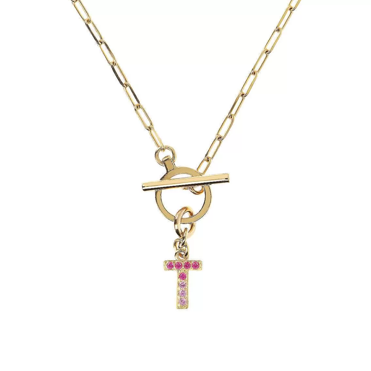 Flash Sale Collana A Catena Forzatina Dorata Con Pendente Lettera In Pave In Zirconi Collane