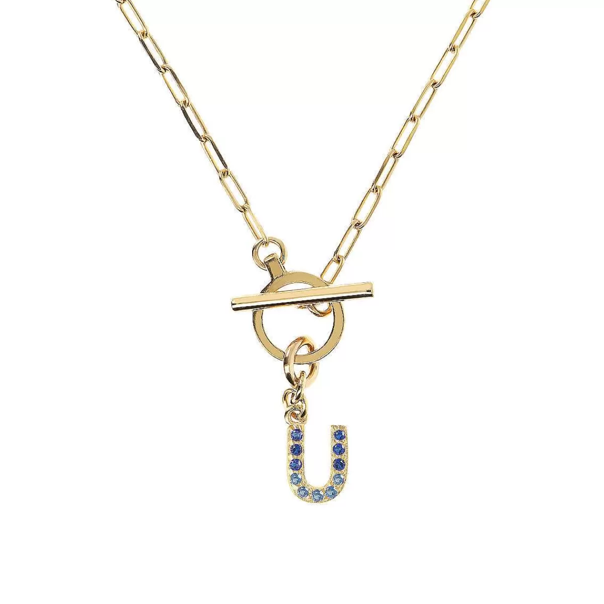 Flash Sale Collana A Catena Forzatina Dorata Con Pendente Lettera In Pave In Zirconi Collane