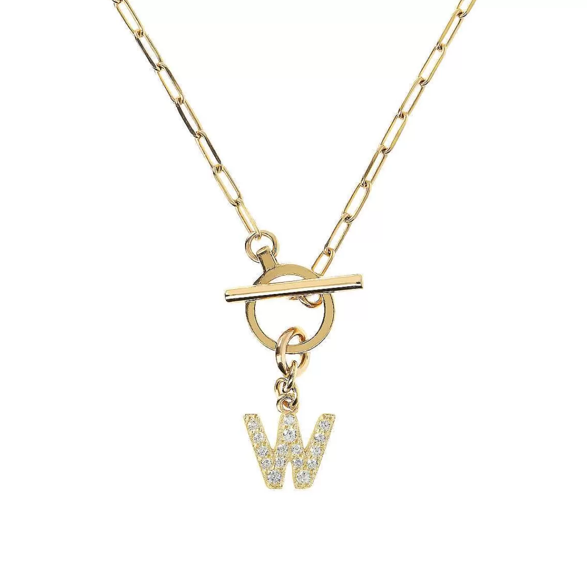 Flash Sale Collana A Catena Forzatina Dorata Con Pendente Lettera In Pave In Zirconi Collane